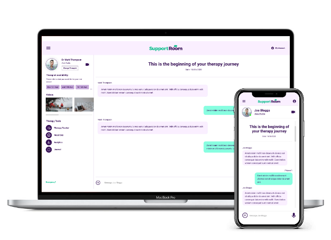 laptop and mobile online therapy