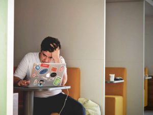 man working student stress mental health