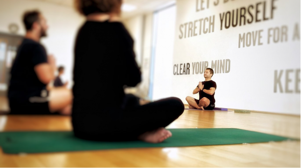 Yoga practice in yoga room