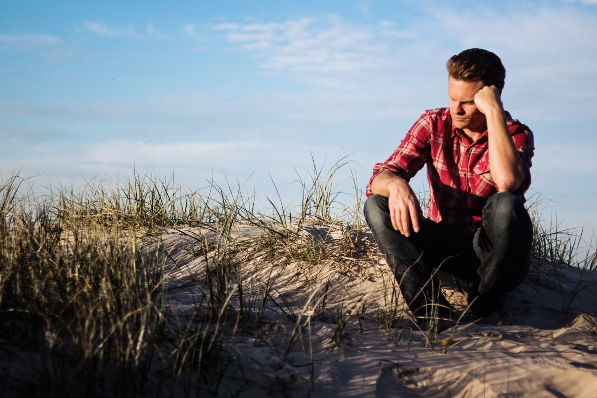 man outside sad depression