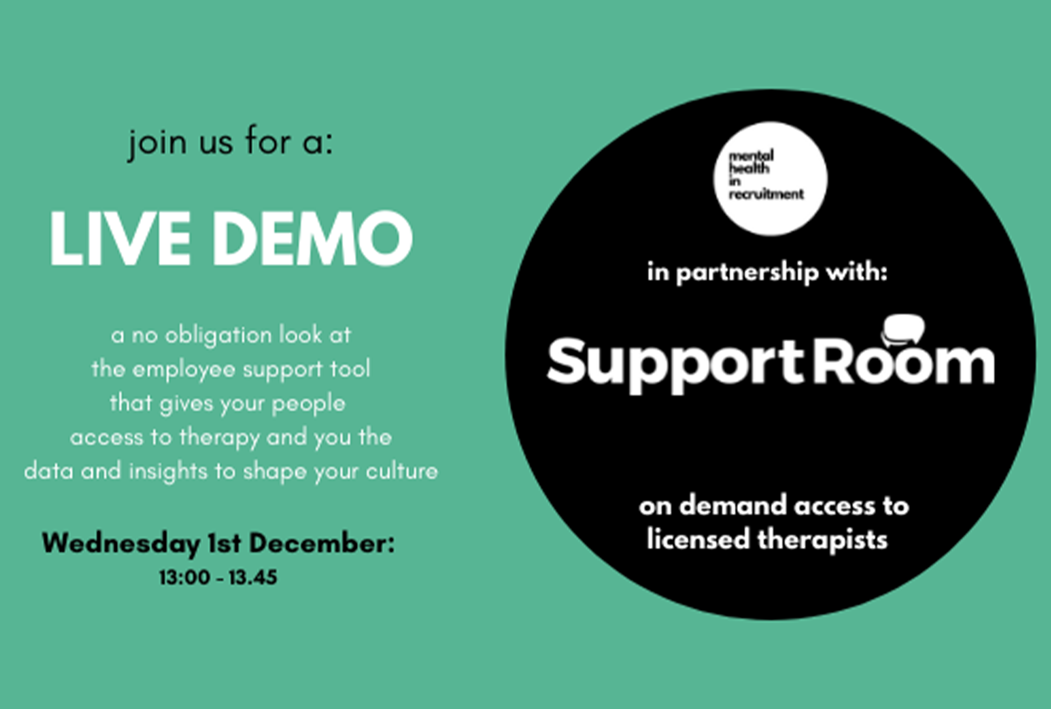 Mental Health in Recruitment in partnership with SupportRoom: Live Demo