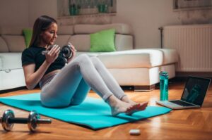 home office workout woman